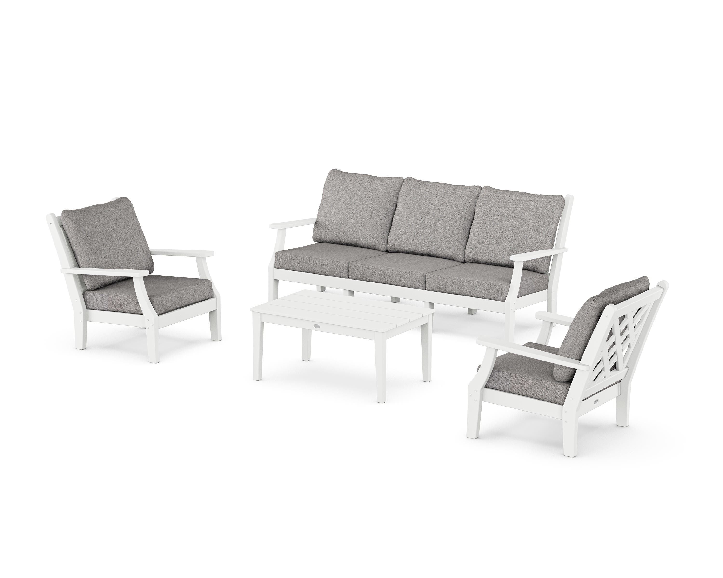 Country Living Wovendale 4-Piece Deep Seating Set with Sofa in White / Grey Mist