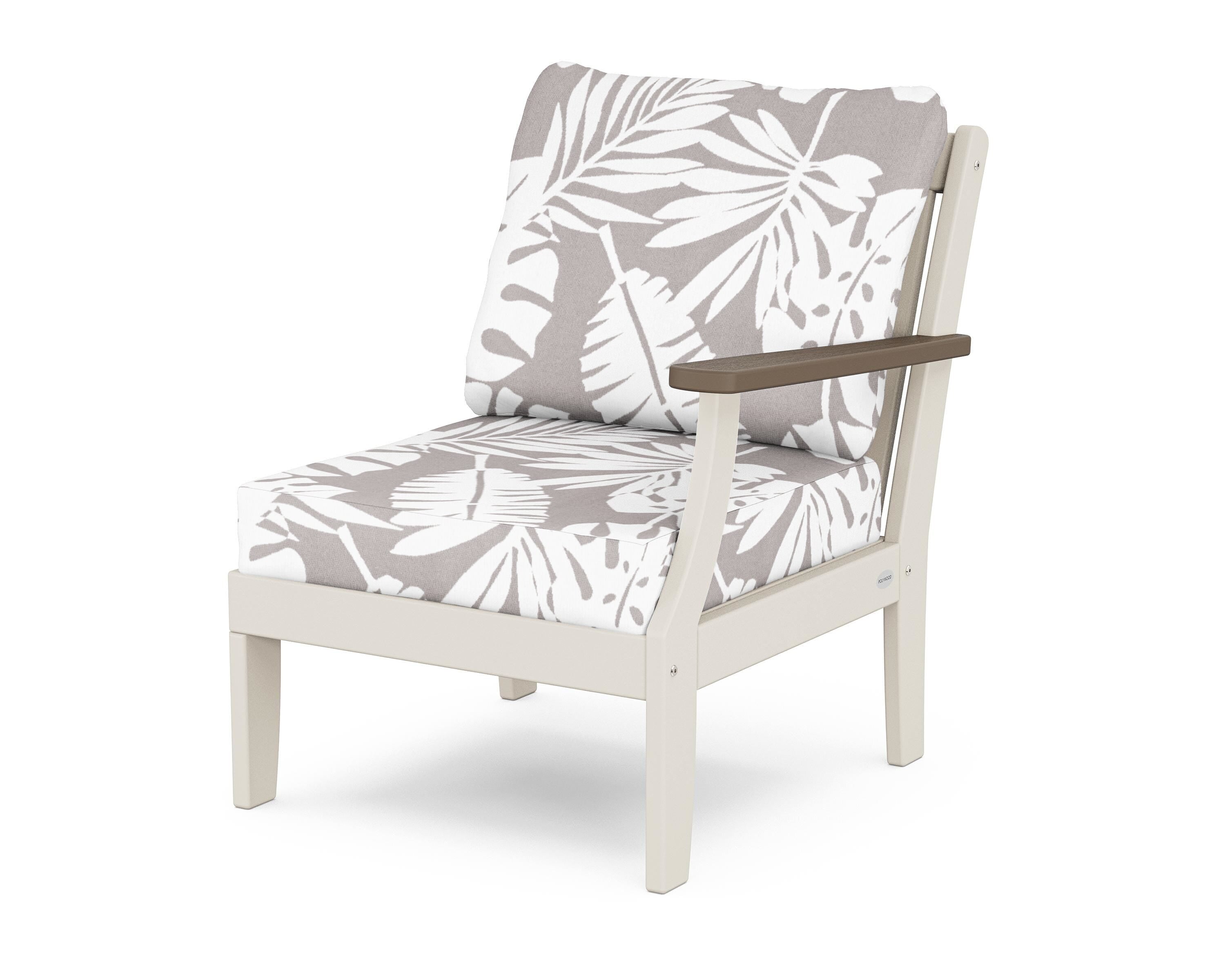 POLYWOOD® Braxton Modular Right Arm Chair in Sand / Kona / Leaf Grey Mist