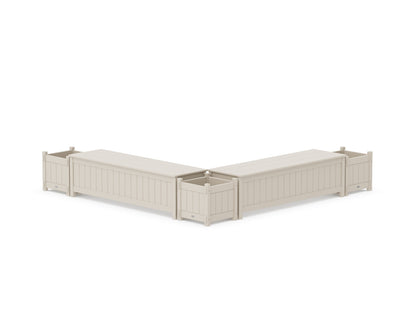 POLYWOOD® 60" Vineyard L- Shaped Planter Storage Bench Corner Set in Sand