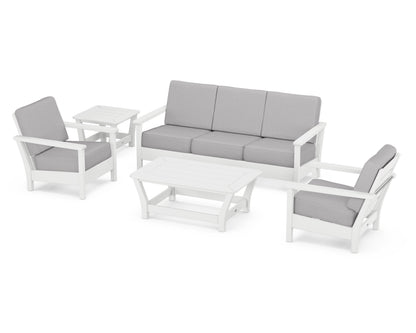 POLYWOOD® Harbour 5-Piece Deep Seating Set in White / Granite