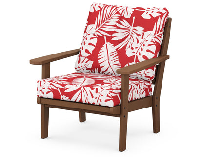 POLYWOOD® Lakeside Deep Seating Chair in Teak / Leaf Crimson