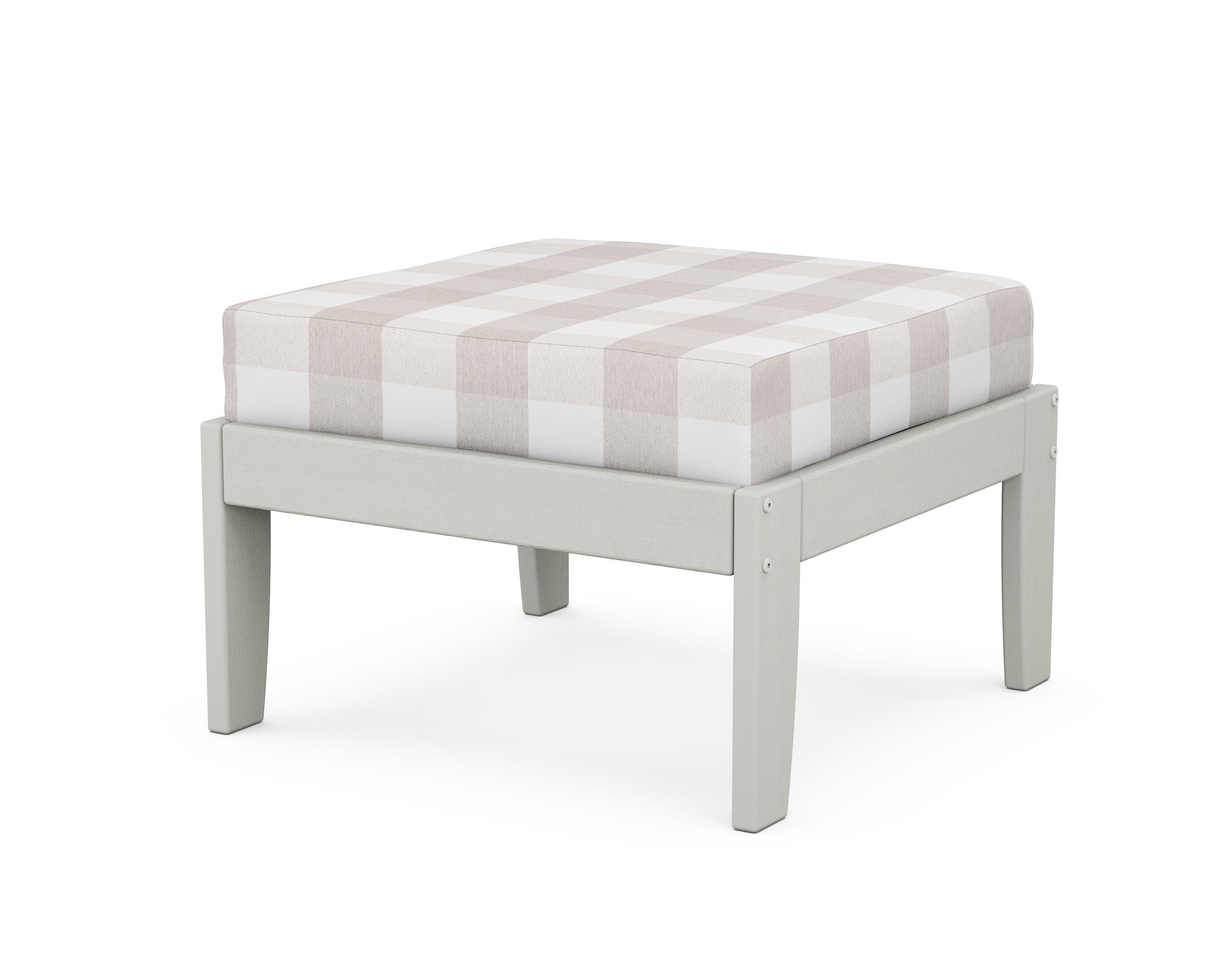 Unbranded Modular Ottoman - Classic in Vintage White / Buffalo Plaid Dune Burlap