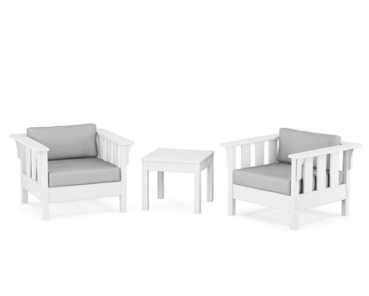 Martha Stewart by POLYWOOD® Acadia 3-Piece Deep Seating Set in White / Granite