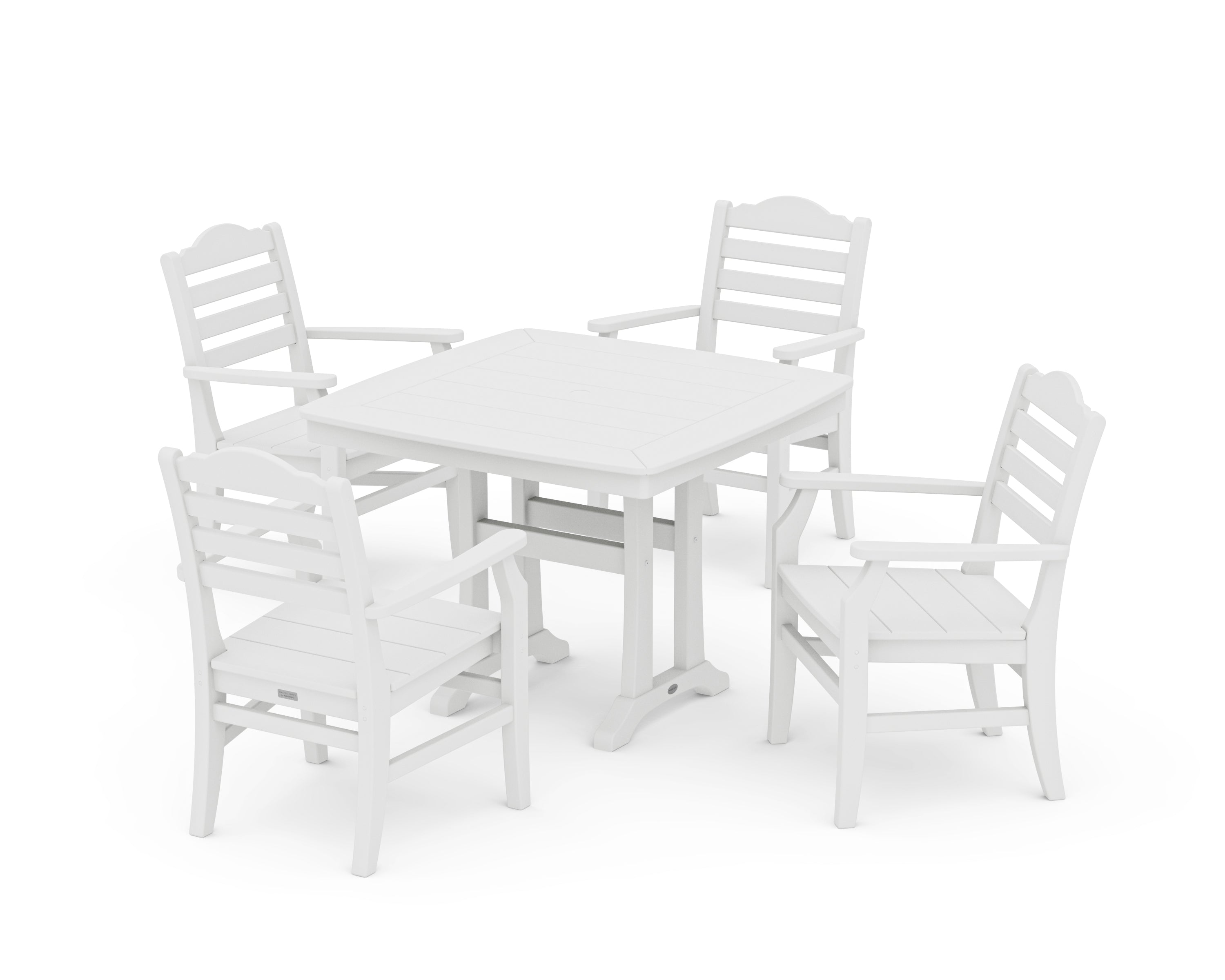POLYWOOD® Savannah 5-Piece Dining Set with Trestle Legs in White