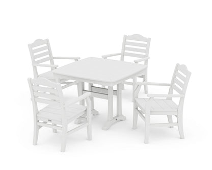POLYWOOD® Savannah 5-Piece Dining Set with Trestle Legs in White
