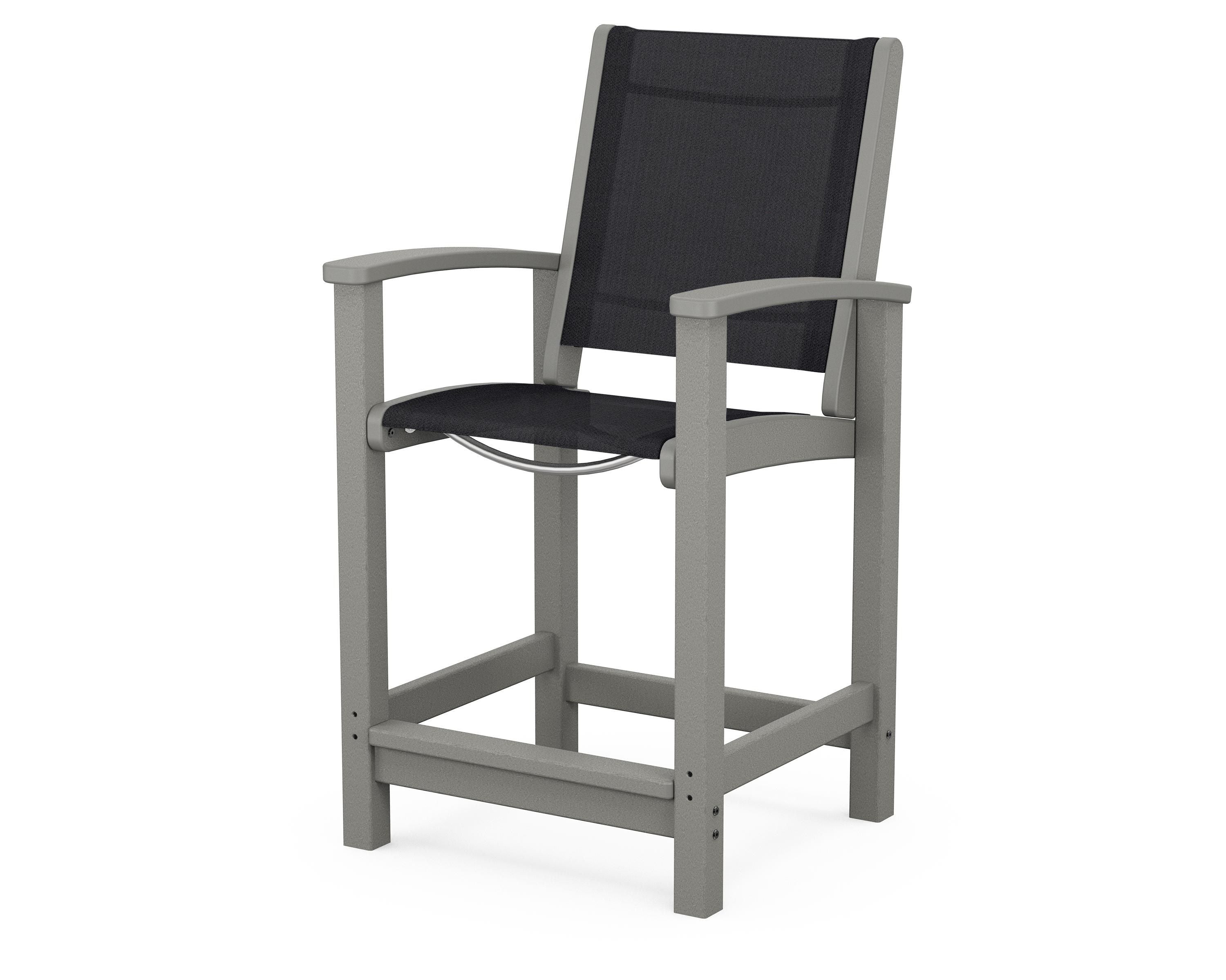 POLYWOOD® Coastal Counter Chair in Slate Grey / Black Sling