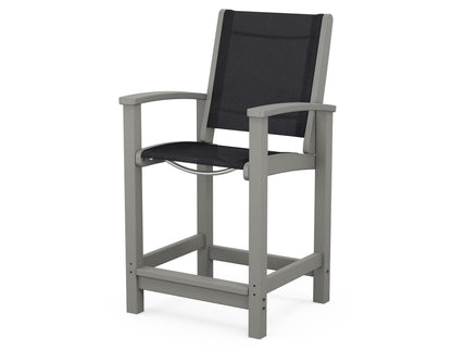 POLYWOOD® Coastal Counter Chair in Slate Grey / Black Sling
