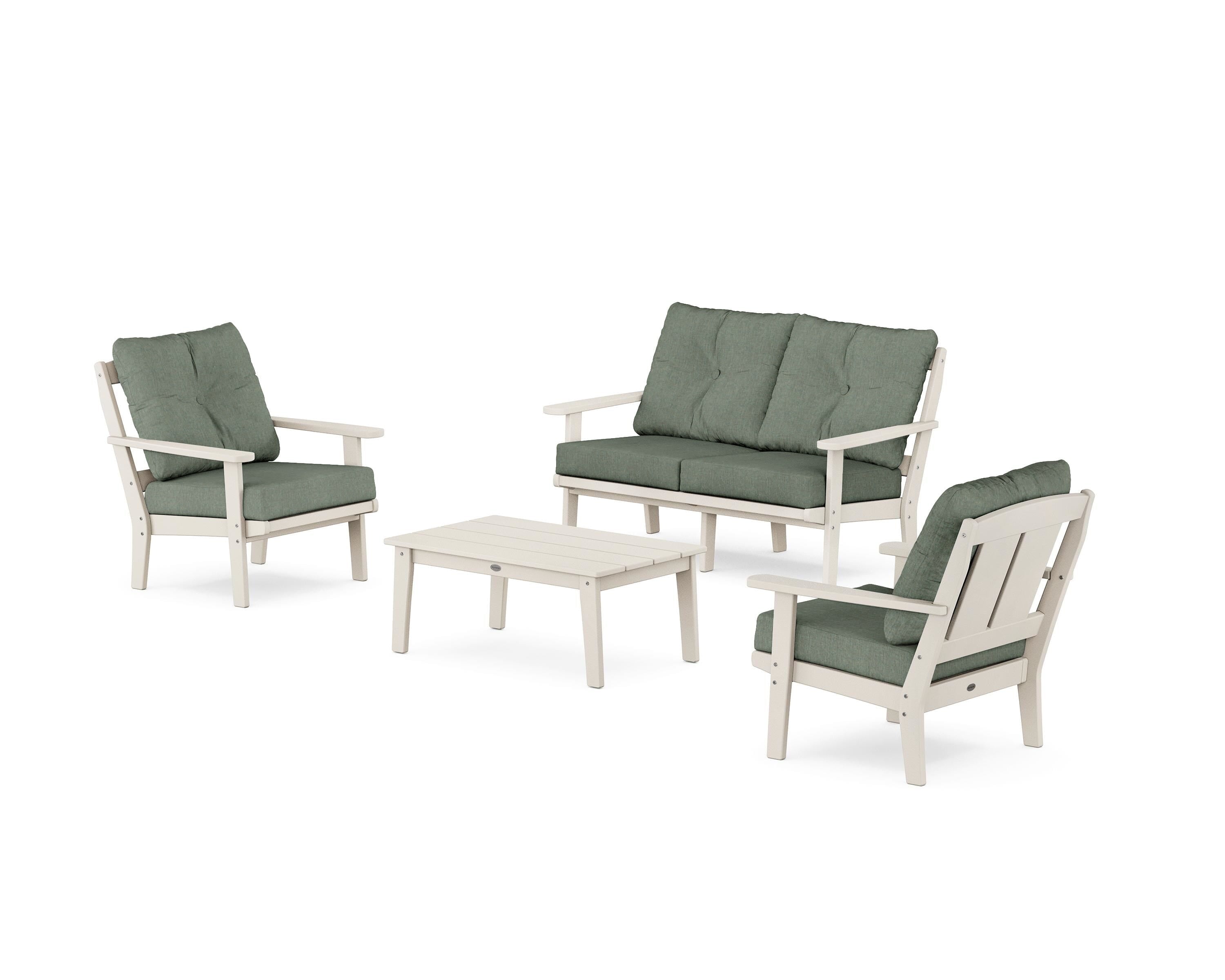 POLYWOOD® Mission 4-Piece Deep Seating Set with Loveseat in Sand / Cast Sage