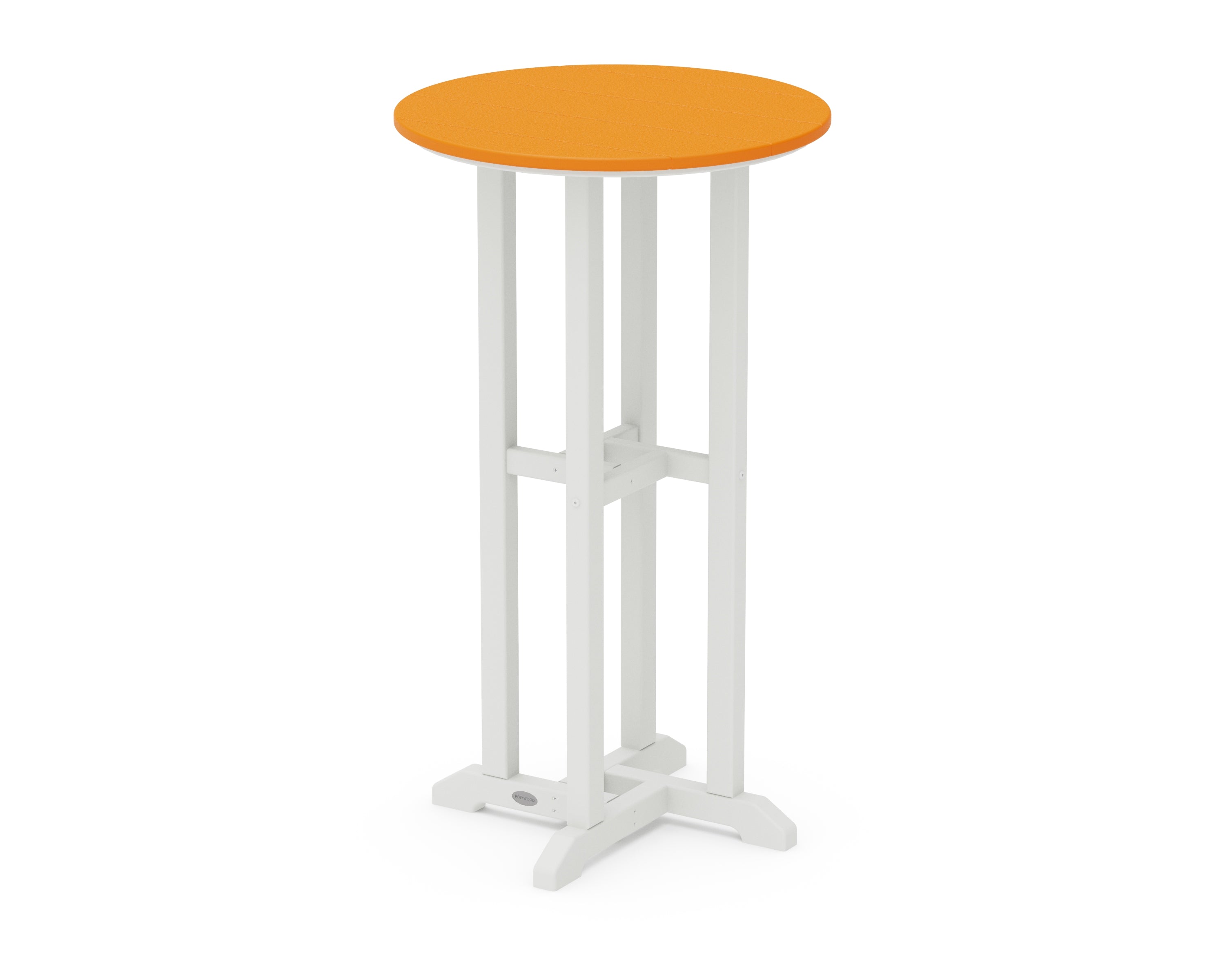 POLYWOOD® Contempo 24" Round Bar Table in White / Tangerine