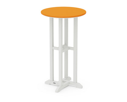POLYWOOD® Contempo 24" Round Bar Table in White / Tangerine