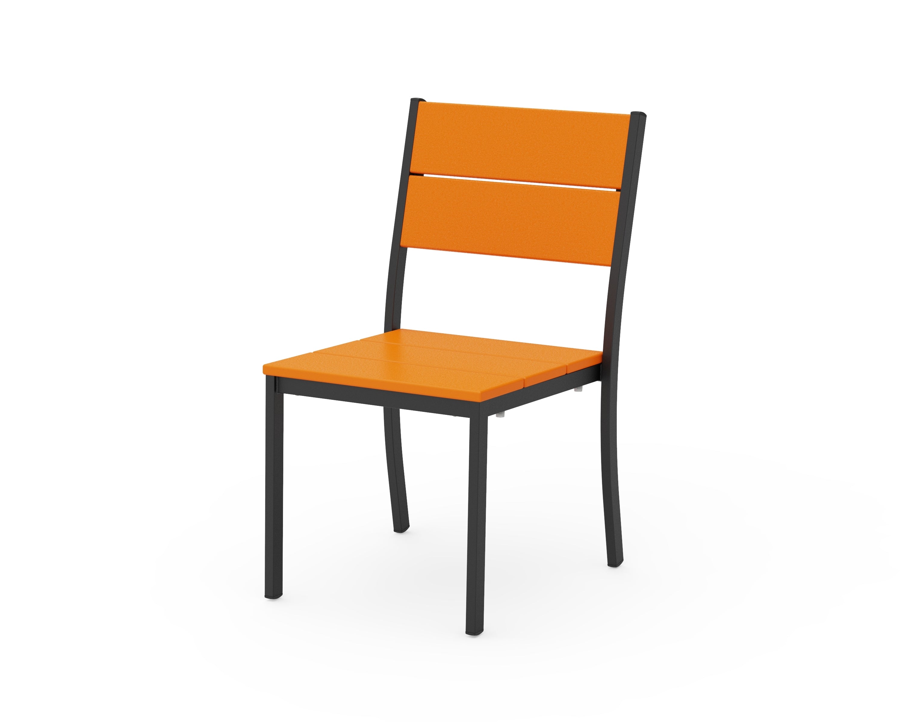 POLYWOOD® Main Street Stacking Dining Side Chair in Black / Tangerine