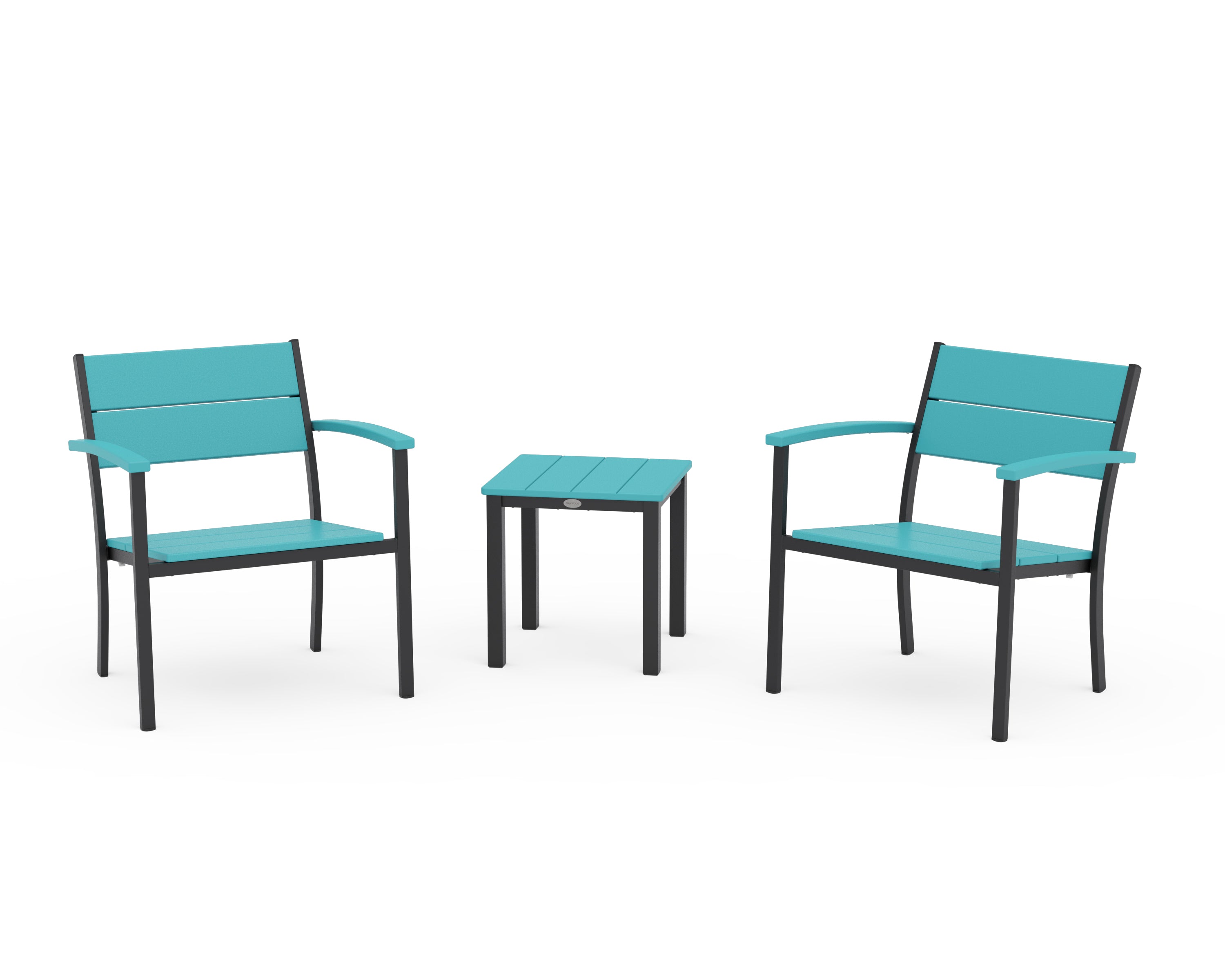POLYWOOD® Main Street 3-Piece Lounge Chair Set in Black / Aruba