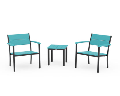 POLYWOOD® Main Street 3-Piece Lounge Chair Set in Black / Aruba