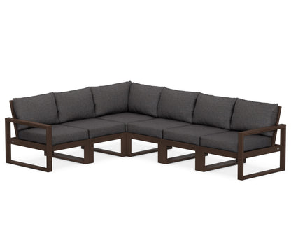 POLYWOOD® EDGE 6-Piece Modular Deep Seating Set in Mahogany / Ash Charcoal