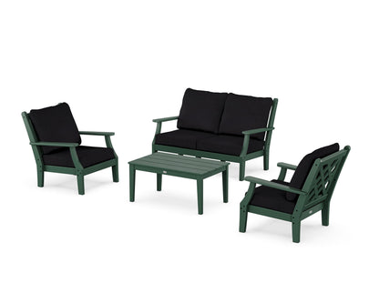 Country Living Wovendale 4-Piece Deep Seating Set with Loveseat in Green / Midnight Linen