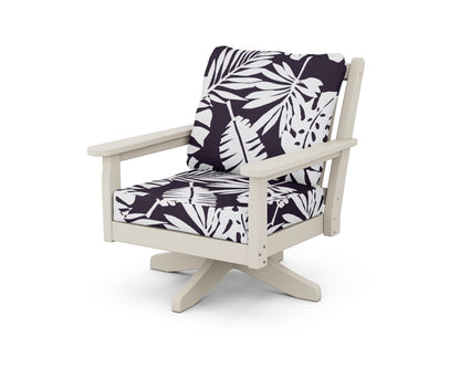 POLYWOOD® Chippendale Deep Seating Swivel Chair in Sand / Leaf Navy
