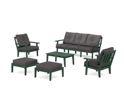 POLYWOOD® Oxford 6-Piece Lounge Sofa Set in Green / Ash Charcoal