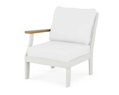 POLYWOOD® Braxton Modular Left Arm Chair in White / Natural / Natural