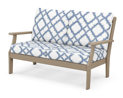 POLYWOOD® Braxton Deep Seating Loveseat in Vintage Sahara / Trellis Sky Blue