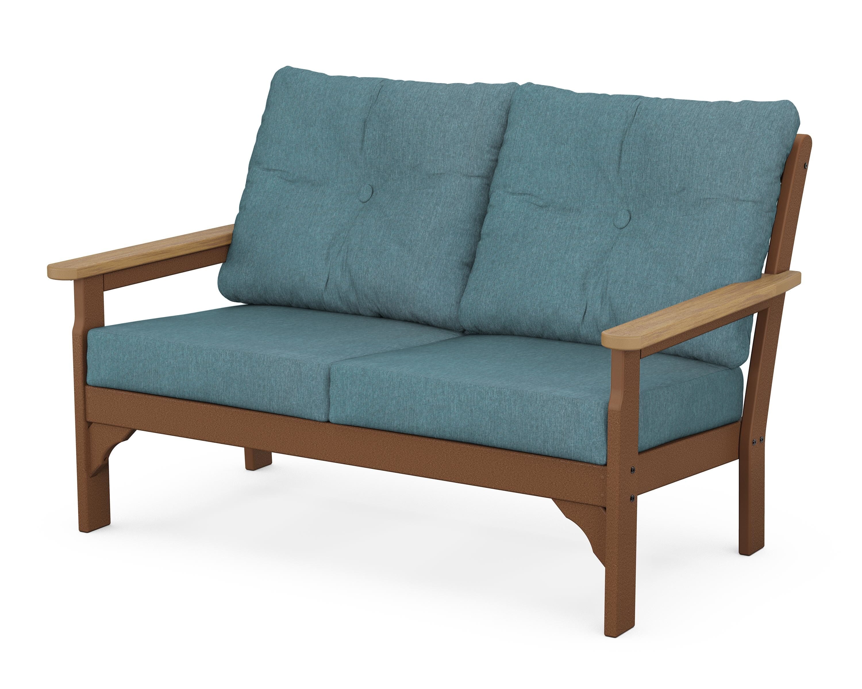 POLYWOOD® Vineyard Deep Seating Loveseat in Teak / Natural / Ocean Teal