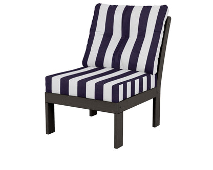 POLYWOOD® Vineyard Modular Armless Chair in Vintage Coffee / Cabana Stripe Navy