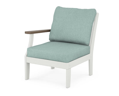 POLYWOOD® Braxton Modular Left Arm Chair in White / Kona / Glacier Spa