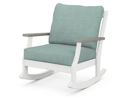 POLYWOOD® Braxton Deep Seating Rocking Chair in White / Driftwood / Glacier Spa
