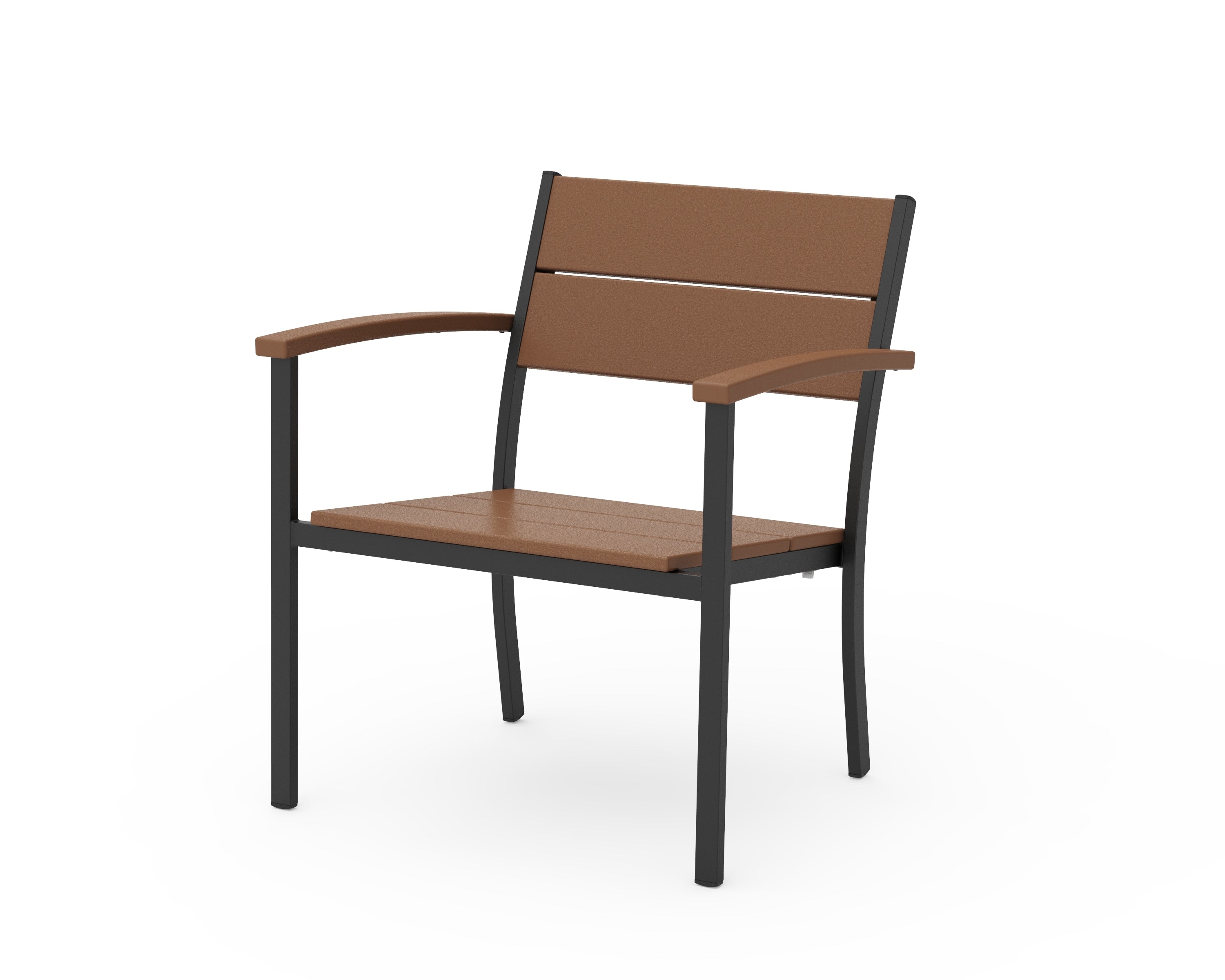 POLYWOOD® Main Street Stacking Lounge Arm Chair in Black / Teak
