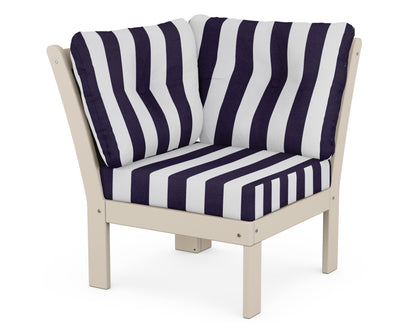 POLYWOOD® Vineyard Modular Corner Chair in Sand / Cabana Stripe Navy