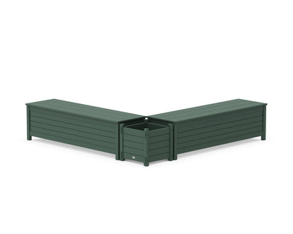 POLYWOOD® 60" Nautical L- Shaped Planter Storage Bench Set in Green
