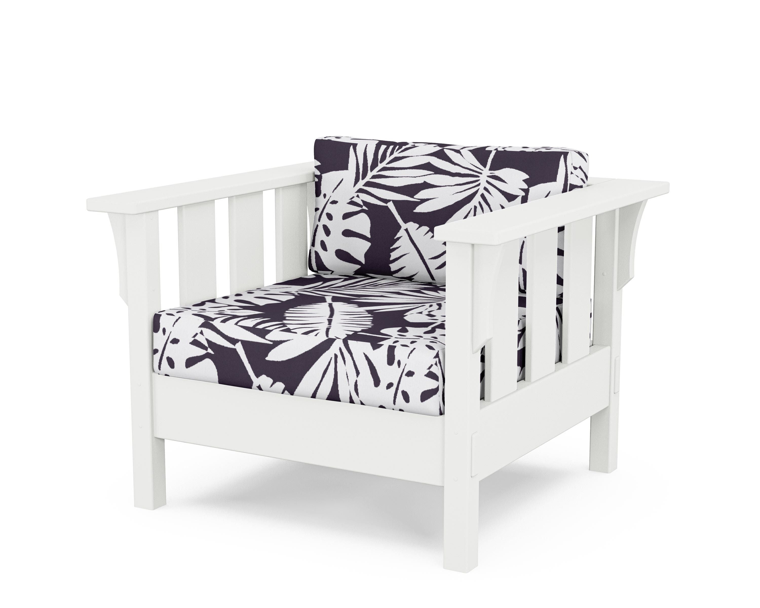 Martha Stewart by POLYWOOD® Acadia Deep Seating Chair in White / Leaf Navy