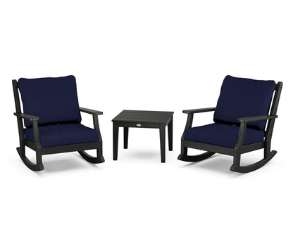 Country Living Wovendale 3-Piece Deep Seating Rocker Set in Black / Navy