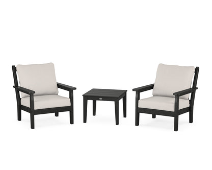 POLYWOOD® Chippendale 3-Piece Deep Seating Set in Black / Cast Ash