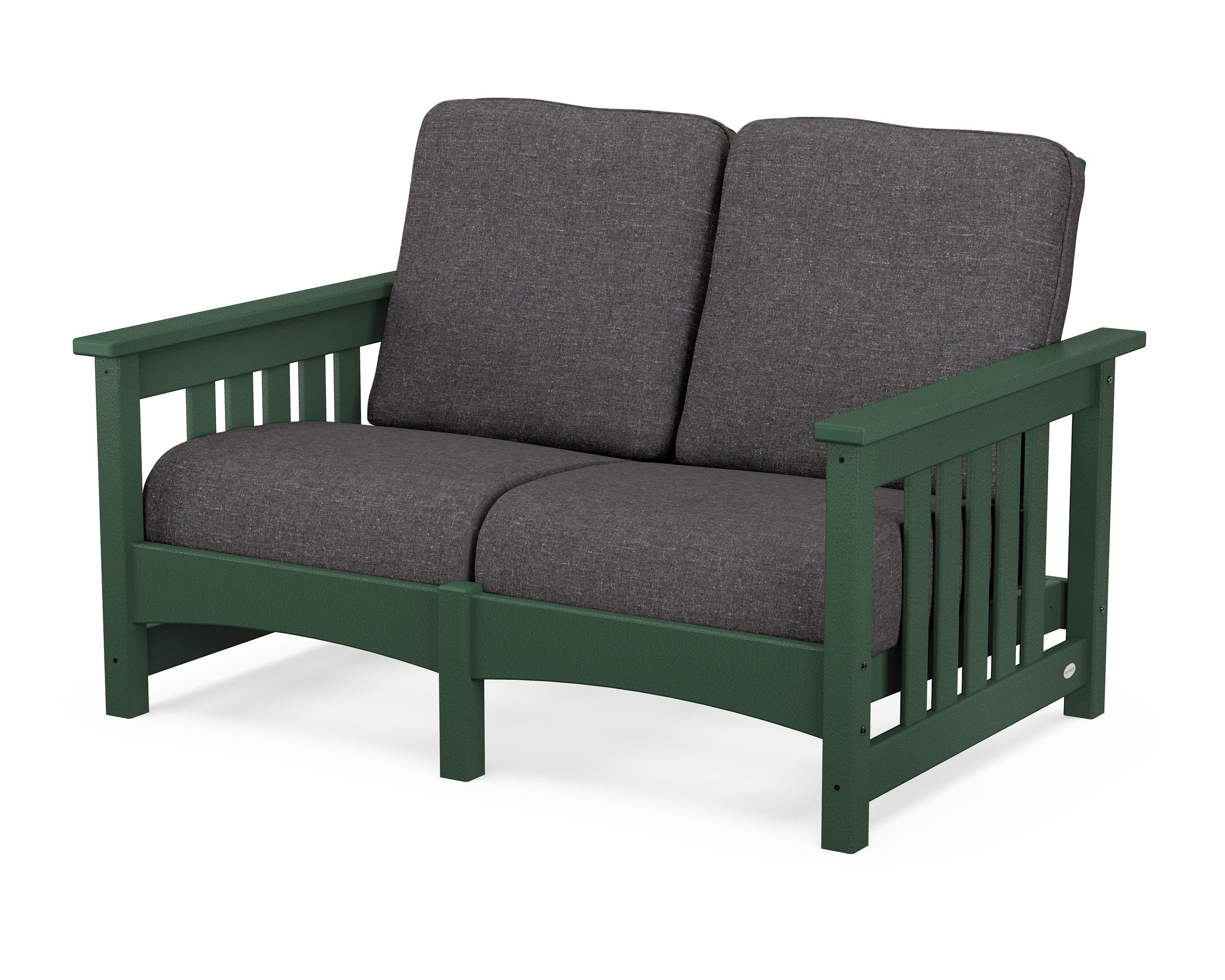 POLYWOOD® Club Mission Loveseat in Green / Ash Charcoal