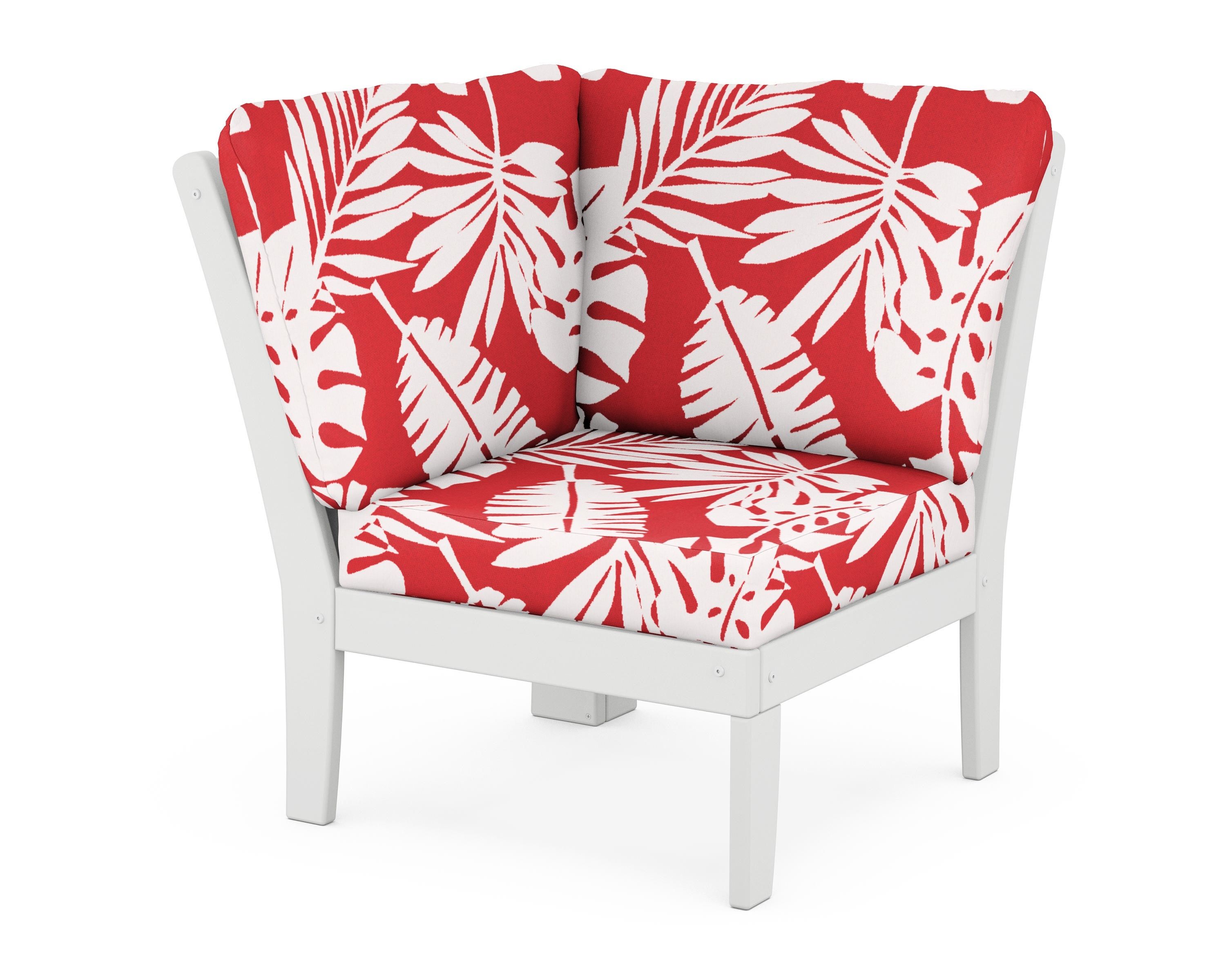 POLYWOOD® Braxton Modular Corner Chair in White / Leaf Crimson