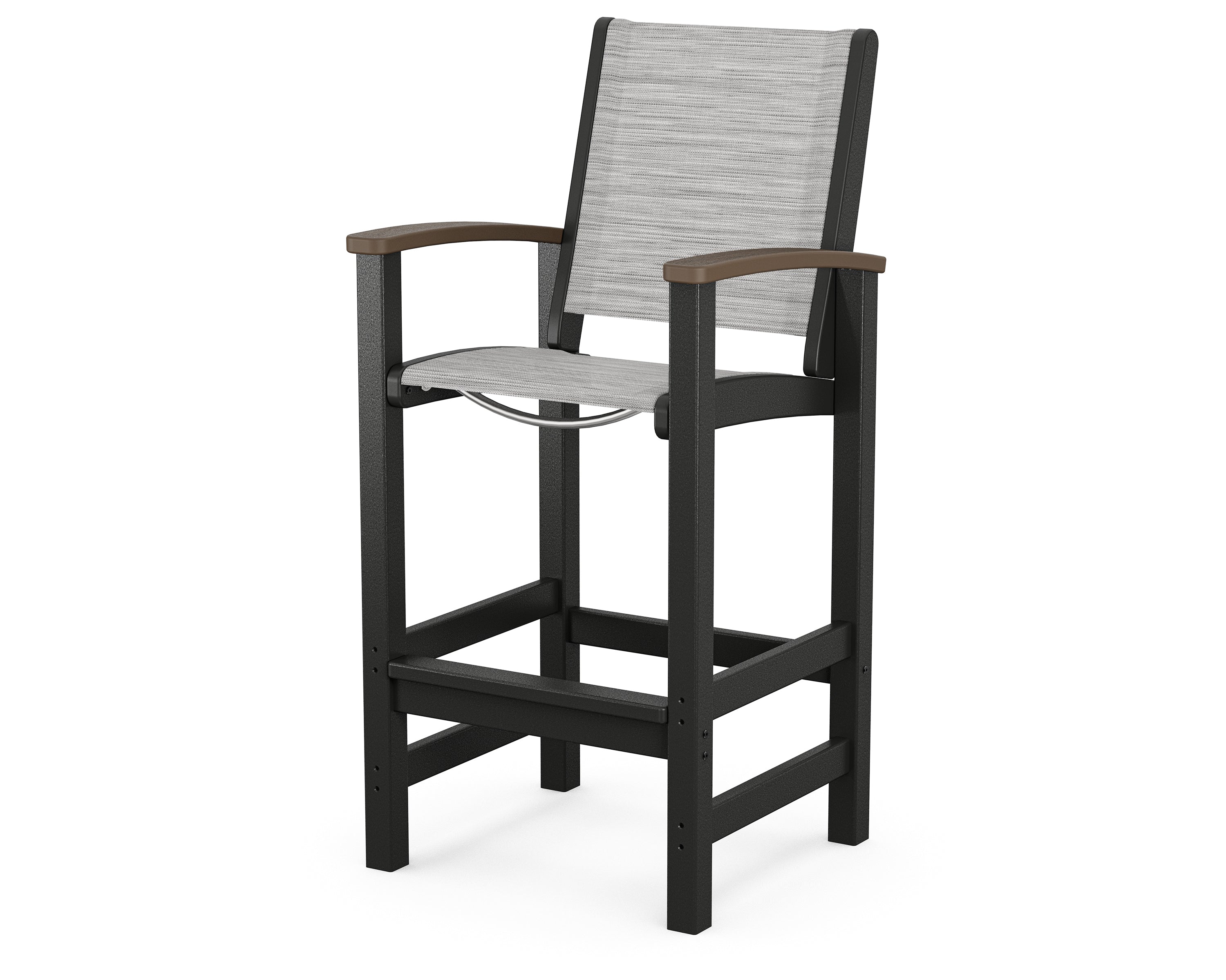 POLYWOOD® Coastal Bar Chair in Black / Kona / Metallic Sling
