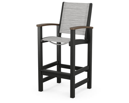POLYWOOD® Coastal Bar Chair in Black / Kona / Metallic Sling
