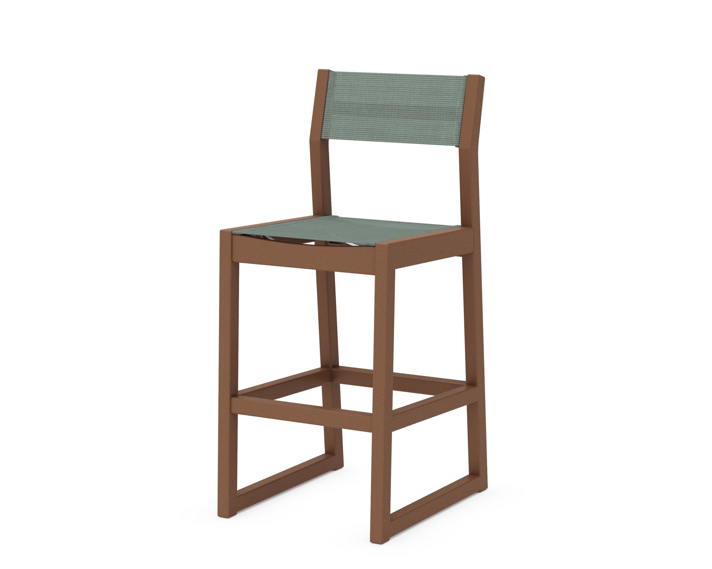 POLYWOOD® EDGE Sling Bar Side Chair in Teak / Dupioni Sea Mist Sling