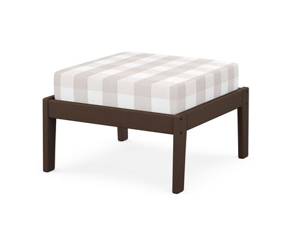 Unbranded Deep Seating Ottoman in Mahogany / Buffalo Plaid Dune Burlap
