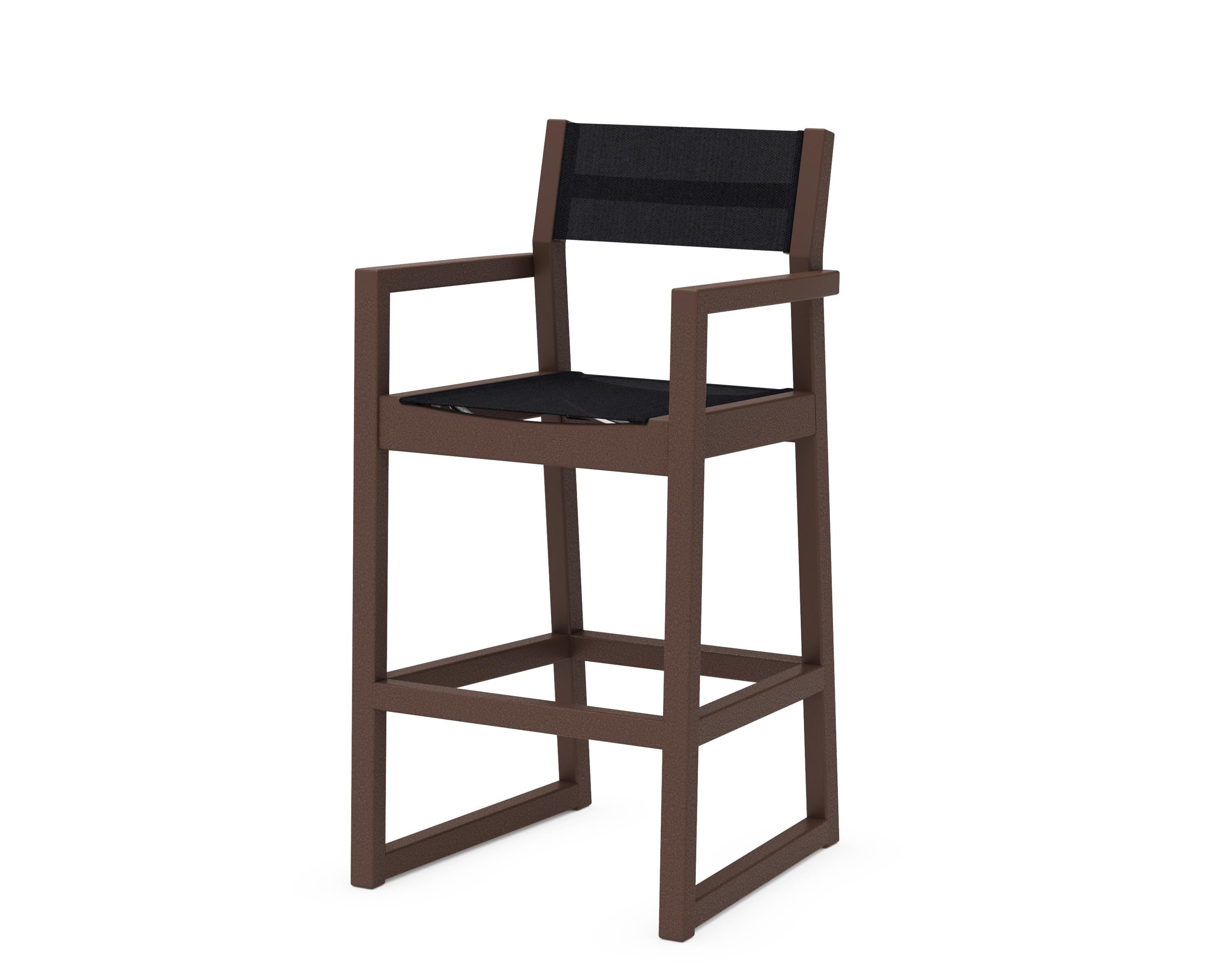 POLYWOOD® EDGE Sling Bar Arm Chair in Mahogany / Black Sling