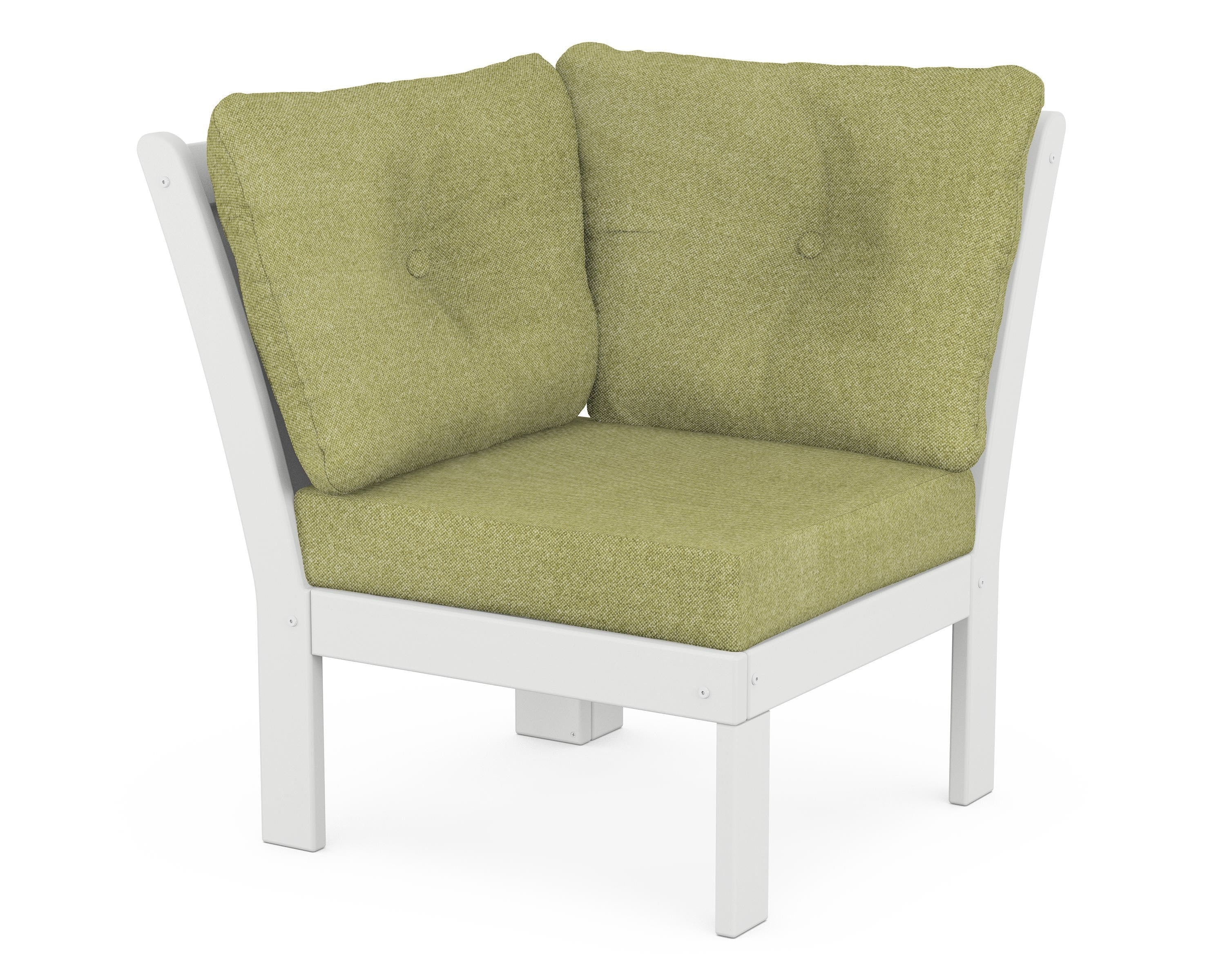 POLYWOOD® Vineyard Modular Corner Chair in White / Chartreuse Boucle