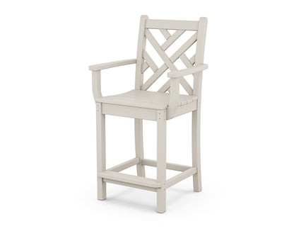 POLYWOOD® Chippendale Counter Arm Chair in Sand