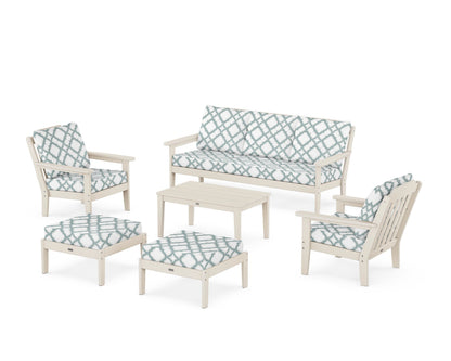Country Living Cottage 6-Piece Lounge Sofa Set in Sand / Trellis Glacier Spa