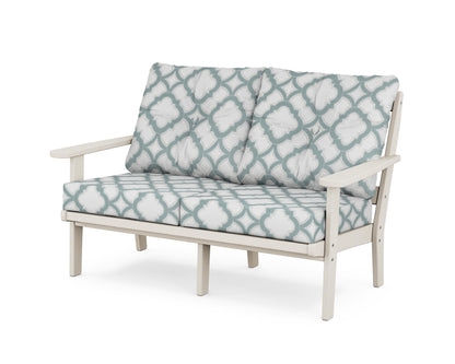 POLYWOOD® Mission Deep Seating Loveseat in Sand / Trellis Glacier Spa