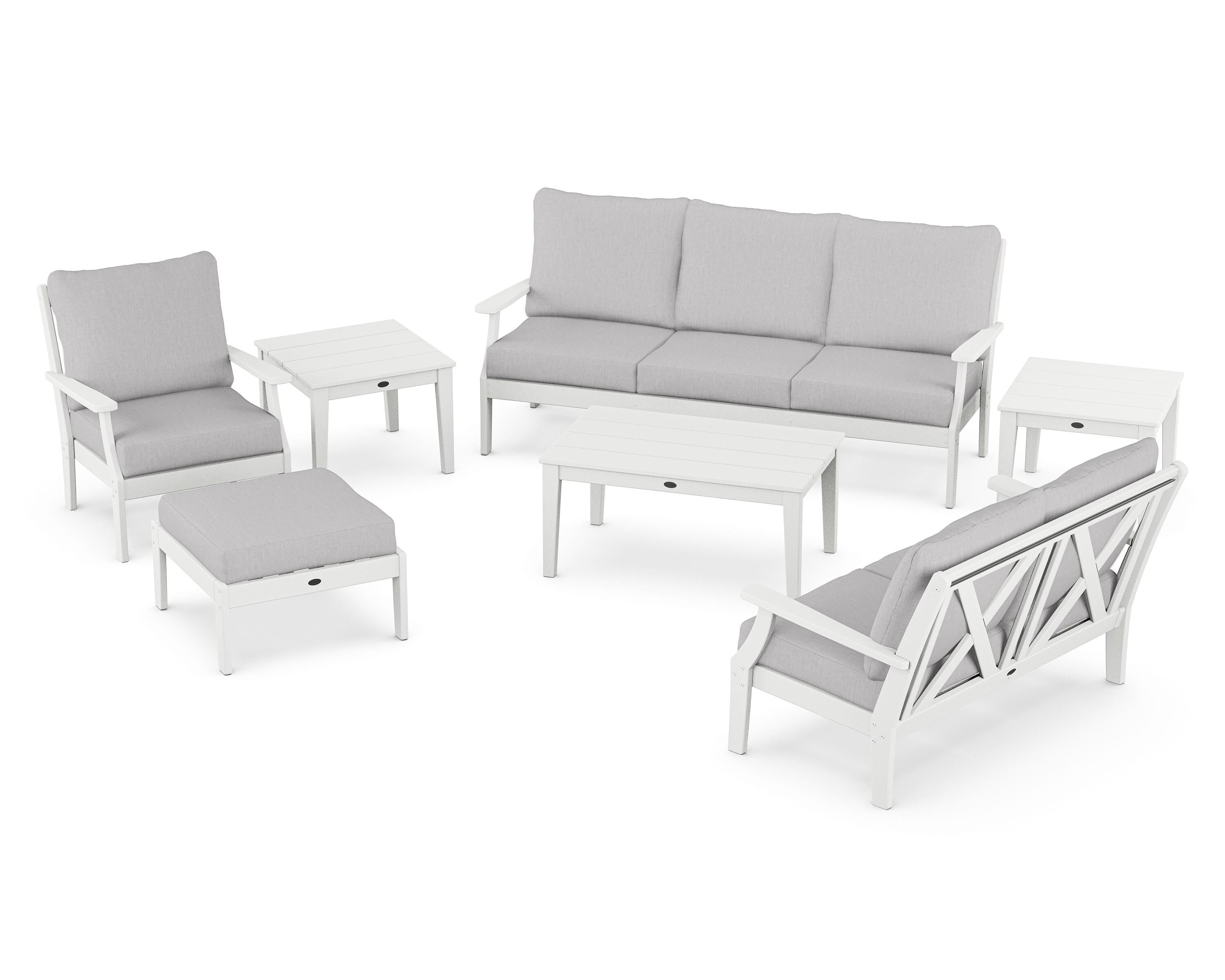 POLYWOOD® Braxton 7-Piece Deep Seating Set in White / Granite
