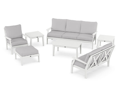 POLYWOOD® Braxton 7-Piece Deep Seating Set in White / Granite