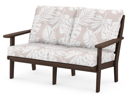 POLYWOOD® Lakeside Deep Seating Loveseat in Mahogany / Leaf Dune Burlap