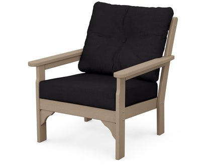 POLYWOOD® Vineyard Deep Seating Chair in Vintage Sahara / Midnight Linen