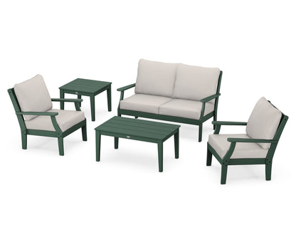POLYWOOD® Braxton 5-Piece Deep Seating Set in Green / Cast Ash