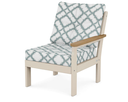POLYWOOD® Vineyard Modular Right Arm Chair in Sand / Natural / Trellis Glacier Spa